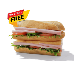 BUY 1 GET 1 FREE Honey Roast Ham Salad Baguette